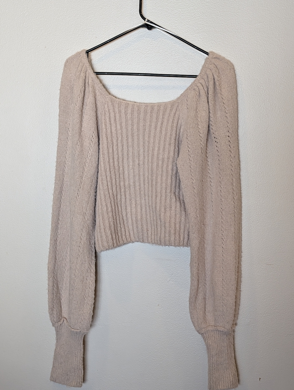 Free People Katie Pullover Square Neck Balloon Long Sleeve Pullover Sweater M - Picture 5 of 6